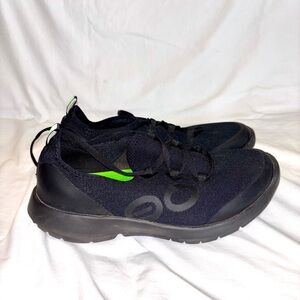 OOFOS Black and Neon Green Comfort Shoes